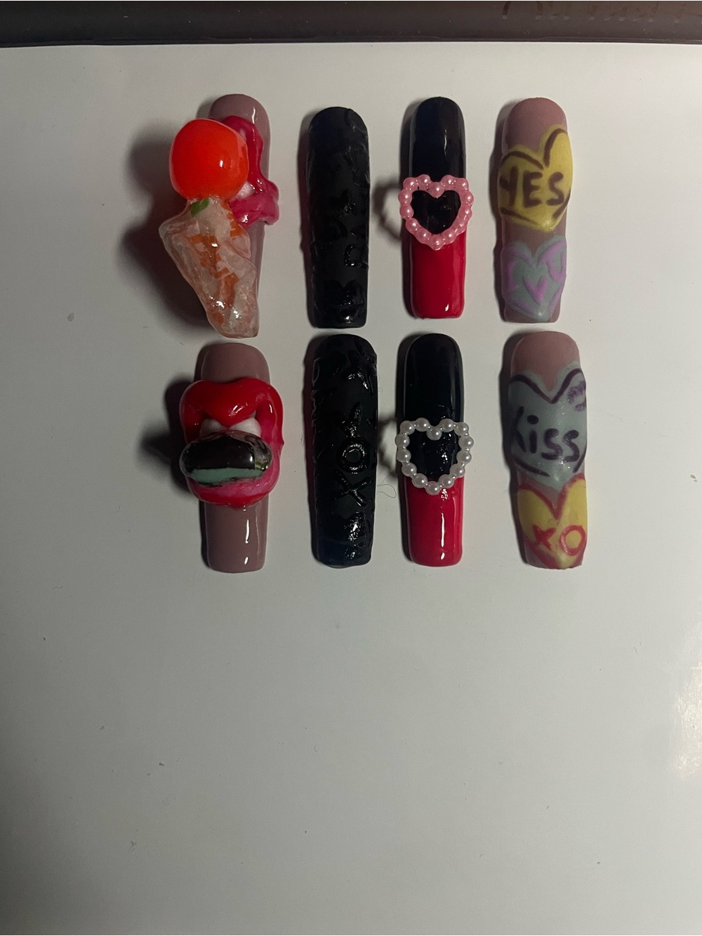Custom 3D Lollipop Lips Conversation Heart Press On Nails Apres Makartt Slot